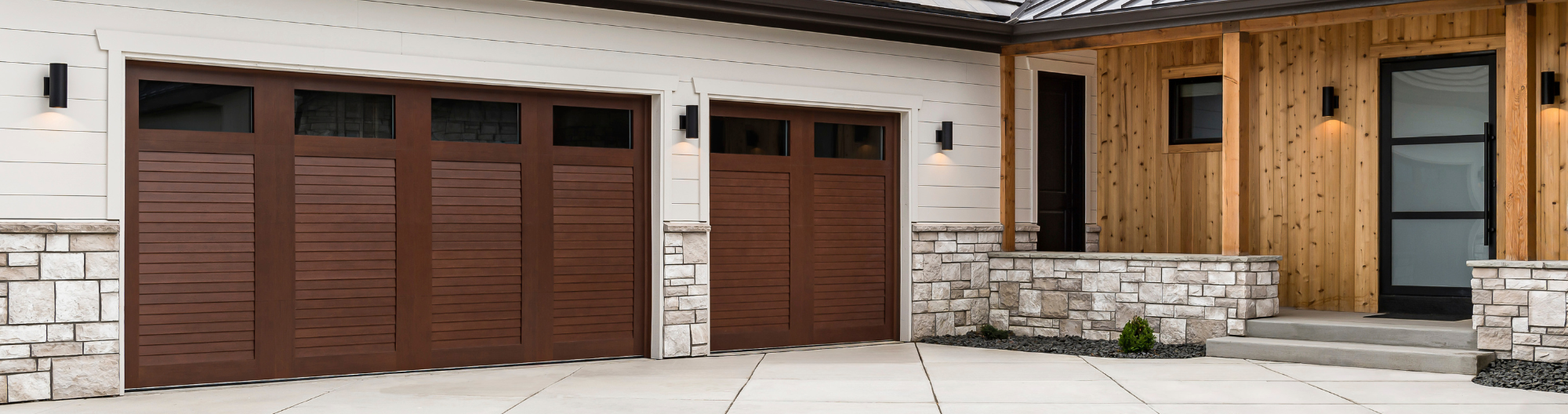 canyon ridge louver brown garage doors on denver home