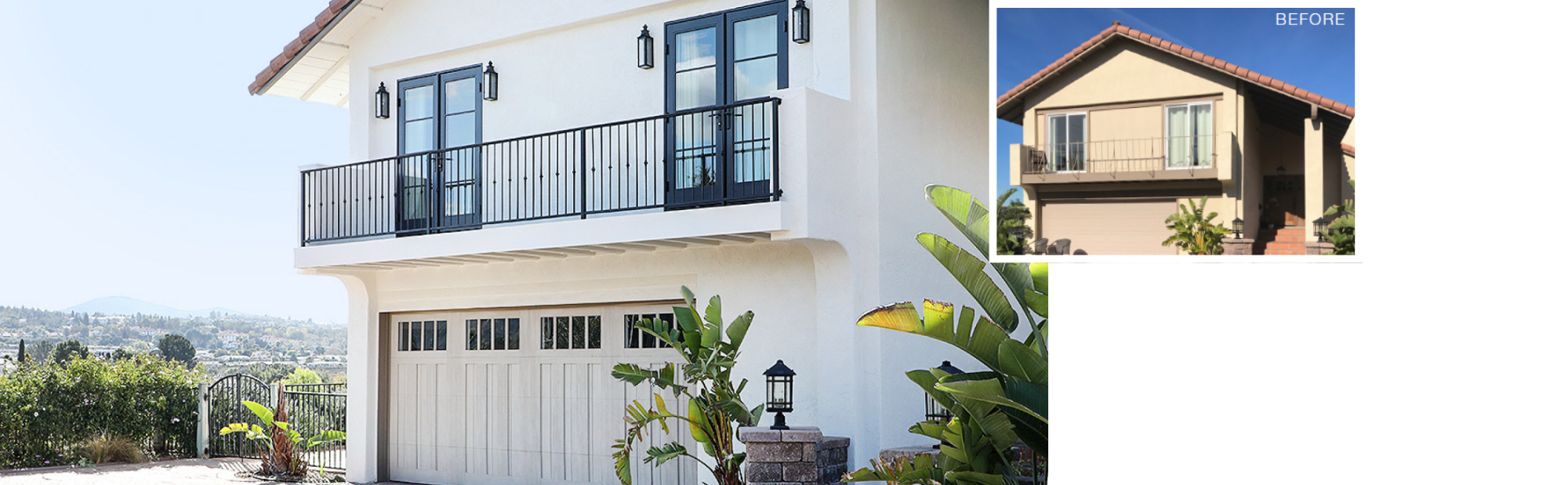 Before and after of california style home